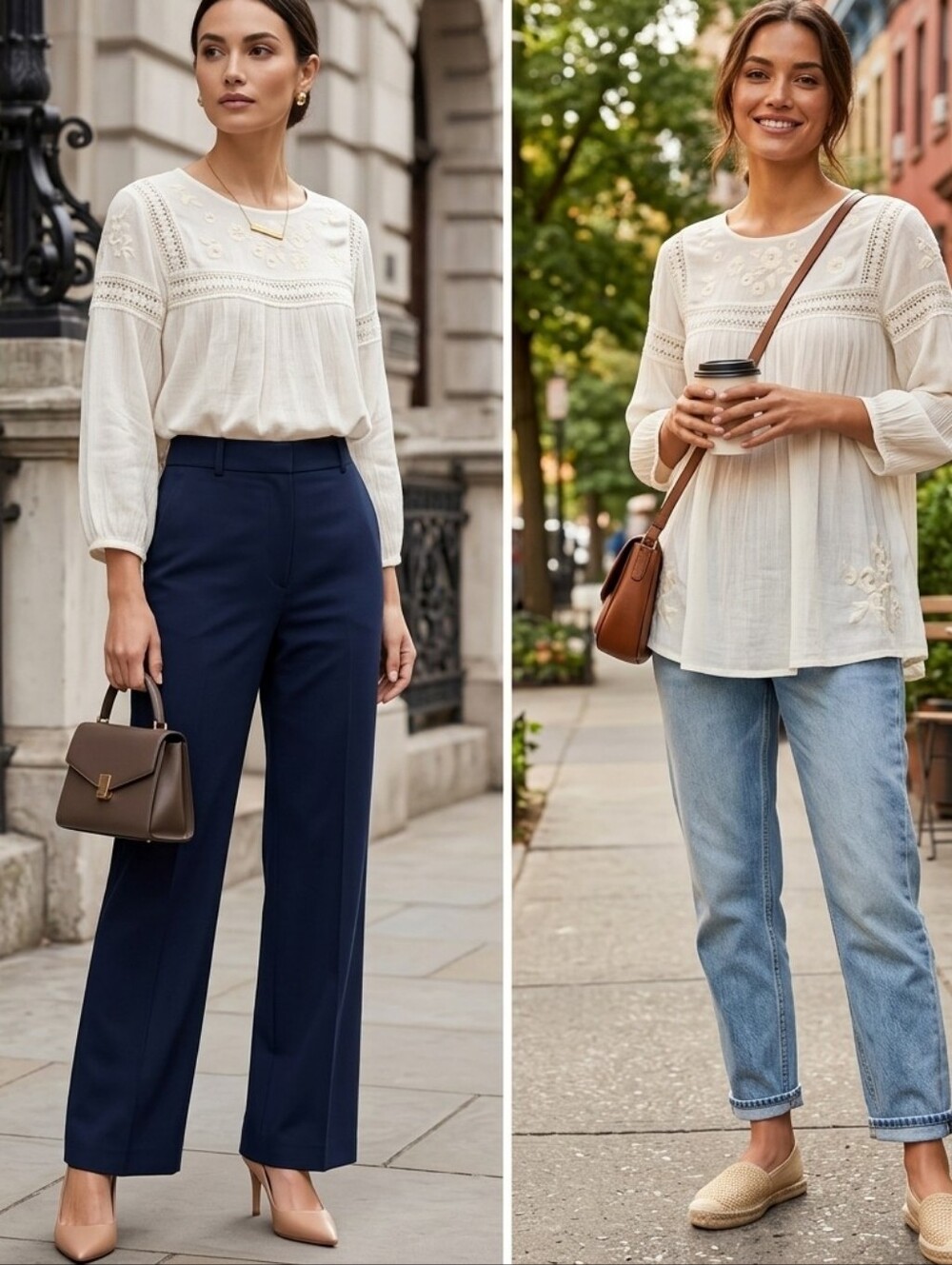 miami Cream Embroidered Peasant Blouse